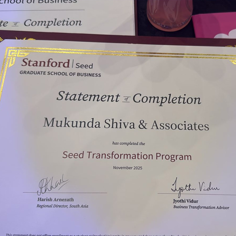 The certificate MSA received